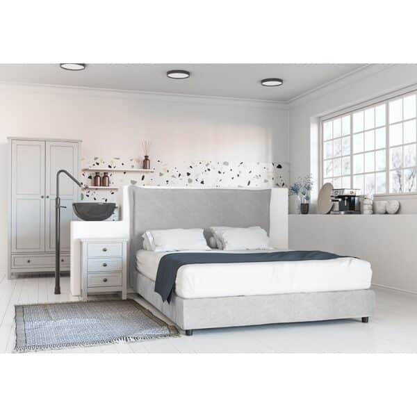 CITY ΚΡΕΒΑΤΙ (ΓΙΑ ΣΤΡΩΜΑ 160x200cm) ΛΕΥΚΟ 205x160xH110cm 09-2070 - Image 2