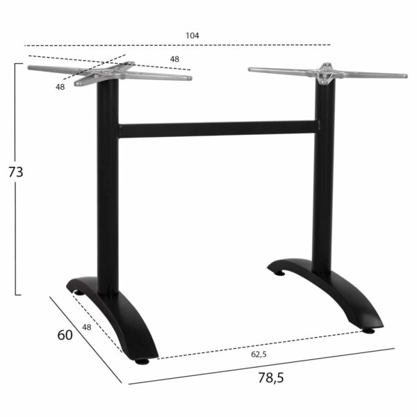 ΒΑΣΗ ΑΛΟΥΜΙΝΙΟΥ ΔΙΣΤΗΛΗ HM461.01 ΜΑΥΡΟ ΜΑΤ 78,5Χ60Χ73Υ εκ. - Image 2