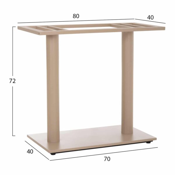 ΒΑΣΗ ΤΡΑΠΕΖΙΟΥ ΜΕΤΑΛΛΙΚΗ ΔΙΠΛΗ HM435.25 ΚΑΠΟΥΤΣΙΝΟ ΜΑΤ ΜΕ ΡΕΓΟΥΛΑΤΟΡΟΥΣ 80Χ40Χ72Υεκ. - Image 2