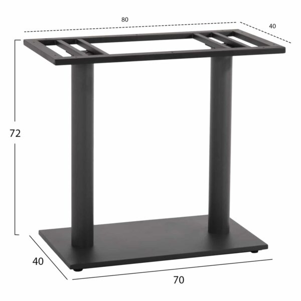 ΒΑΣΗ ΤΡΑΠΕΖΙΟΥ ΜΕΤΑΛΛΙΚΗ ΔΙΠΛΗ ΓΚΡΙ ΜΑΤ ΜΕ ΡΕΓΟΥΛΑΤΟΡΟΥΣ HM435.20 80Χ40Χ72Υεκ. - Image 2