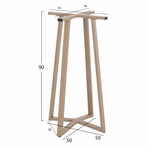 ΒΑΣΗ ΤΡΑΠΕΖΙΟΥ ΜΠΑΡ ΜΕΣΑΙΟΥ ΥΨΟΥΣ HM477.25 ΜΕΤΑΛΛΟ ΚΑΠΟΥΤΣΙΝΟ 50x50x90Υεκ. - Image 2