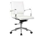 BF3601 Πολυθρόνα Γραφείου Μέταλλο Βάση Χρώμιο - PU Άσπρο 55x63x95/105cm - Image 7