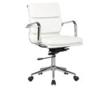BF4801 Πολυθρόνα Γραφείου Μέταλλο Χρώμιο, PU Άσπρο 55x63x95/105cm - Image 7