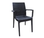 DAFNE Πολυθρόνα Τραπεζαρίας Κήπου Στοιβαζόμενη, PP Rattan Look UV Protection, Ανθρακί 54x55x85cm - Image 9