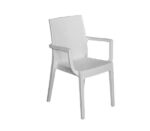 DAFNE Πολυθρόνα Τραπεζαρίας Κήπου Στοιβαζόμενη, PP Rattan Look UV Protection, Άσπρo 54x55x85cm - Image 9