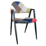 DELTA Πολυθρόνα Μέταλλο Βαφή Μαύρο, Ύφασμα Patchwork 50x55x80cm - Image 7