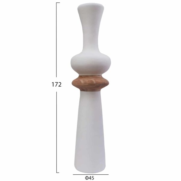 ΔΙΑΚΟΣΜΗΤΙΚΟ ΒΑΖΟ ΔΑΠΕΔΟΥ NEBULA HM4660.02L FIBER CEMENT ΛΕΥΚΟ--ΞΥΛΟ ΤΕΑΚ Φ45x172Υεκ - Image 2