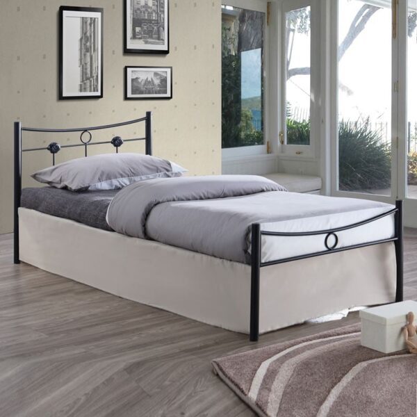 DUGAN Κρεβάτι Μονό, για Στρώμα 90x200cm, Μέταλλο Βαφή Μαύρο 96x205x83cm - Image 5