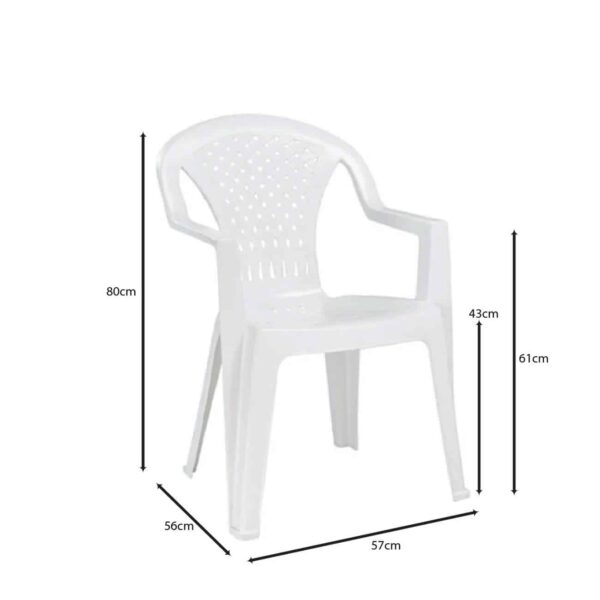 PORTOFINO Πολυθρόνα Τραπεζαρίας Κήπου - Βεράντας, PP Άσπρο, Στοιβαζόμενη 57x56x80cm - Image 16