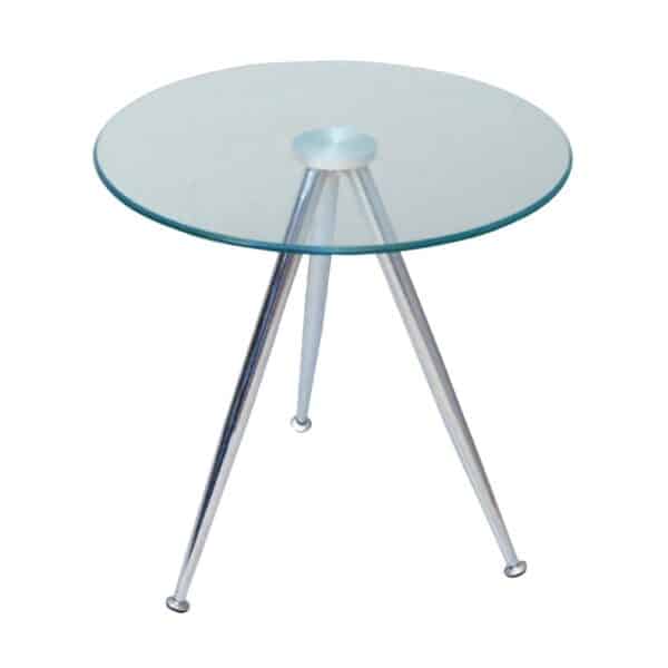 MABEL Τραπεζάκι Βοηθητικό Μέταλλο Χρώμιο - Γυαλί Clear Tempered 8mm Φ50 H.51cm - Image 8