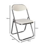 STAR Καρέκλα Πτυσσόμενη Μέταλλο Χρώμιο, Pu Εκρού 45x49x80cm - Image 9
