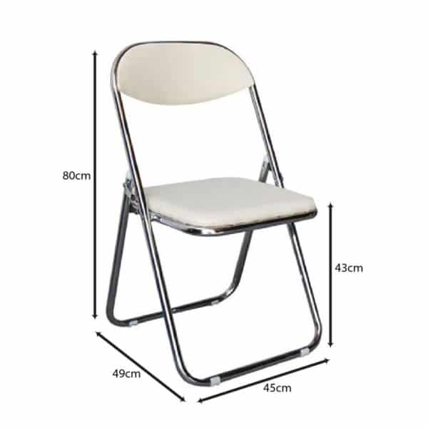 STAR Καρέκλα Πτυσσόμενη Μέταλλο Χρώμιο, Pu Εκρού 45x49x80cm - Image 9