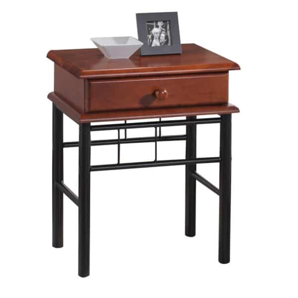 FLORA Κομοδίνο Μέταλλο Βαφή Μαύρο, Ξύλο Καρυδί 33x45x59cm - Image 6