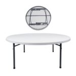 BLOW Τραπέζι Συνεδρίου - Catering Πτυσσόμενο, Μέταλλο Βαφή Γκρι, HDPE Άσπρο 55mm Φ180cm H.74cm - Image 6