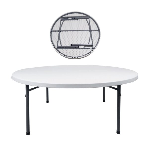 BLOW Τραπέζι Συνεδρίου - Catering Πτυσσόμενο, Μέταλλο Βαφή Γκρι, HDPE Άσπρο 55mm Φ180cm H.74cm - Image 6