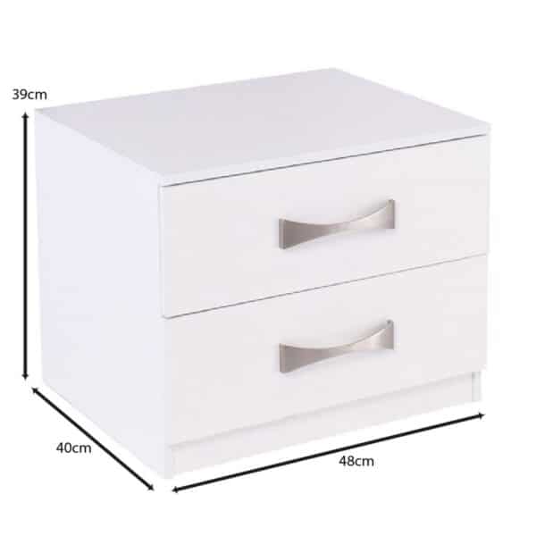 LIFE Κομοδίνο με 2 Συρτάρια, Απόχρωση Άσπρο 48x40x39cm - Image 11