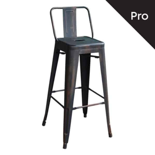 RELIX Σκαμπό Bar-Pro με Πλάτη, Μέταλλο Βαφή Antique Black 43x43x76/100cm - Image 8
