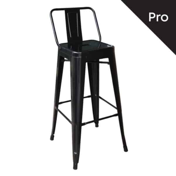 RELIX Σκαμπό Bar-Pro με Πλάτη, Μέταλλο Βαφή Μαύρο 43x43x76/100cm - Image 8