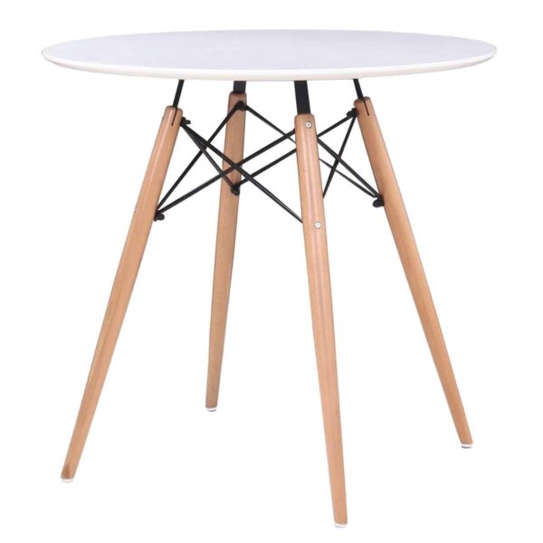 ART Wood Τραπέζι, Πόδια Οξιά Φυσικό, Επιφάνεια MDF Άσπρο Φ80cm H.74cm - Image 8