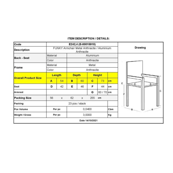 FUNKY Πολυθρόνα Μέταλλο - Αλουμίνιο Βαφή Ανθρακί 54x60x73cm - Image 12
