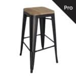 RELIX Wood Σκαμπό Bar-Pro, Μέταλλο Βαφή Antique Black, Απόχρωση Ξύλου Natural Oak 43x43 H.76cm - Image 6