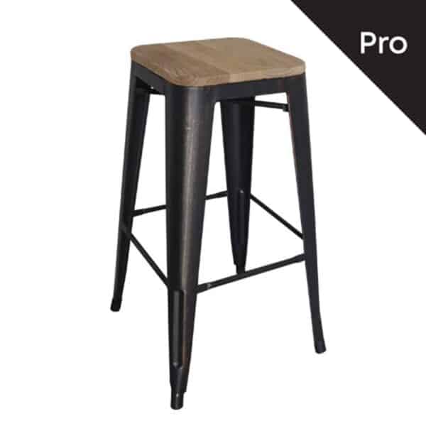 RELIX Wood Σκαμπό Bar-Pro, Μέταλλο Βαφή Antique Black, Απόχρωση Ξύλου Natural Oak 43x43 H.76cm - Image 6