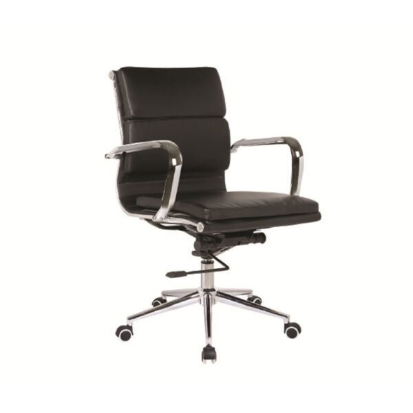BF4801 Πολυθρόνα Γραφείου Μέταλλο Χρώμιο, PU Μαύρο 55x63x95/105cm - Image 8
