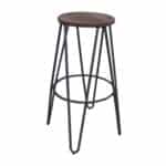 ARCO Wood Σκαμπό Bar, Μέταλλο Βαφή Μαύρο, Ξύλο Απόχρωση Dark Oak Φ52cm H.76cm ( Κάθισμα Φ33cm) - Image 6