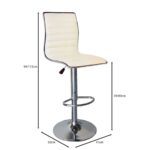 ALFI Σκαμπό BAR με Πλάτη, Βάση Χρώμιο, PU Άσπρο Ρύθμιση Ύψους, Περιστρεφόμενο 41x50x59/94-80/115cm - Image 9