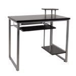 ΓΡΑΦΕΙΟ με Βάση Η/Υ και Ράφι Πληκτρολογίου, Μέταλλο Βαφή Silver, MDF απόχρωση Wenge 85x55x76/87cm - Image 5