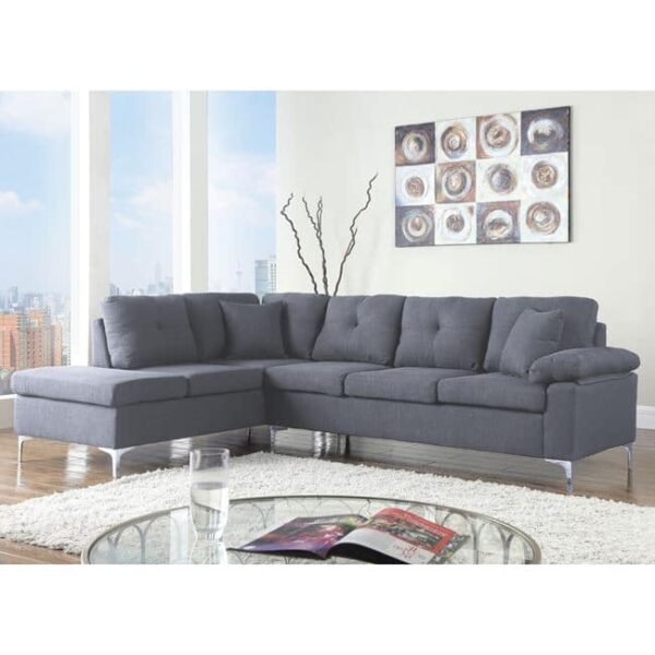 ΚΑΝΑΠΕΣ ΓΩΝΙΑ ΑΡΙΣΤΕΡΗ ZAILA HM3087L ΥΦΑΣΜΑ ΓΚΡΙ 282x197x90Υ εκ. - Image 2