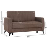 ΚΑΝΑΠΕΣ ΚΡΕΒΑΤΙ ΜΕ ΑΠΟΘ.ΧΩΡΟ ΔΙΘΕΣΙΟΣ NIKKO HM3293.02 ΚΑΦΕ ΥΦΑΣΜΑ 144x75x84Υεκ. - Image 2