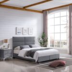 ΚΡΕΒΑΤΙ MILO ΜΕ ΑΠΟΘ.ΧΩΡΟ HM738.10 ΓΚΡΙ ΒΕΛΟΥΔΟ-- ΓΙΑ ΣΤΡΩΜΑ 140x200εκ - Image 2