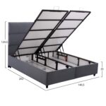 ΚΡΕΒΑΤΙ MILO ΜΕ ΑΠΟΘ.ΧΩΡΟ HM738.10 ΓΚΡΙ ΒΕΛΟΥΔΟ-- ΓΙΑ ΣΤΡΩΜΑ 140x200εκ - Image 3