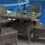 MONTANA Τραπέζι Dining Κήπου-Βεράντας ALU, Φ5mm Round Wicker Grey Brown 90x90 H.75cm - Image 5