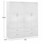 ΝΤΟΥΛΑΠΑ 4ΦΥΛΛΗ REINA ME 4 ΣΥΡΤΑΡΙΑ HM21258 ΜΕΛΑΜΙΝΗ ΣΕ ΛΕΥΚΟ 160x42,5x180,5Υεκ - Image 2