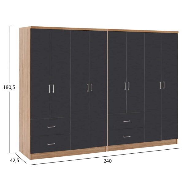 ΝΤΟΥΛΑΠΑ 8ΦΥΛΛΗ BRIANA HM21237.01 ΜΕΛΑΜΙΝΗ SONAMA & ΣΚΟΥΡΟ ΓΚΡΙ 241x42,5Χ180,5Υεκ. - Image 2