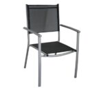 PLAZA Πολυθρόνα Dining Αλουμίν.Silver/Textilene Μαύρο 63x58x88cm - Image 5