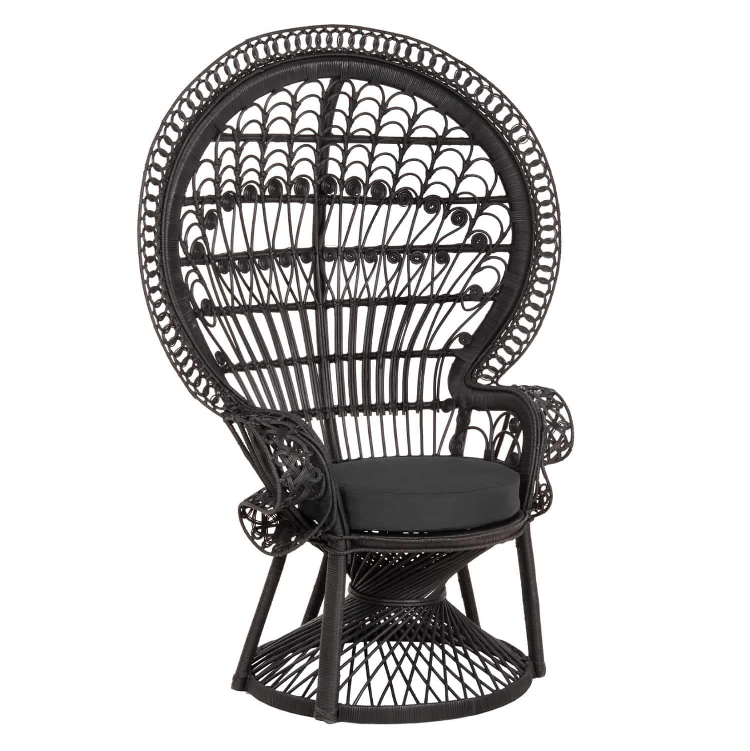 HM9342.03 ΠΟΛΥΘΡΟΝΑ ROYAL PEACOCK HM9342.03 RATTAN ΜΑΥΡΟ-ΜΑΞΙΛΑΡΙ ΜΑΥΡΟ 114x72x150Yεκ. - Image 1