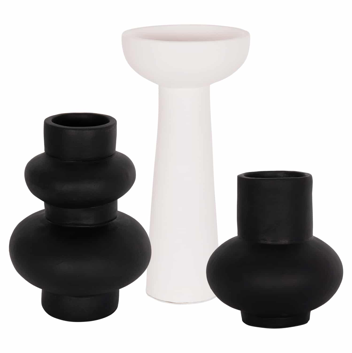 HM21142.01 ΣΕΤ 3 ΕΠΙΤΡΑΠΕΖΙΑ ΔΙΑΚΟΣΜΗΤΙΚΑ ΒΑΖΑ LEKKAN ΗΜ21142.01 ΤΕΡΑΚΟΤΑ ΣΕ ΛΕΥΚΟ & ΜΑΥΡΟ - Image 1