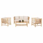 ΣΕΤ ΣΑΛΟΝΙ 4ΤΜΧ EDDARD HM9340.25 ΑΠΟ ΜΑΣΙΦ ΞΥΛΟ TEAK  ΦΥΣΙΚΟ - ΛΕΥΚΟ - Image 5