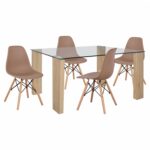 ΣΕΤ ΤΡΑΠΕΖΑΡΙΑ 5ΤΜΧ ΜΕ ΤΡΑΠΕΖΙ MORGAN 140Χ80X75 & ΚΑΡΕΚΛΕΣ TWIST ΚΑΠΟΥΤΣΙΝΟ HM11406