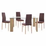 ΣΕΤ ΤΡΑΠΕΖΑΡΙΑΣ 5ΤΜΧ LADY HM11595 ΓΥΑΛΙ--ΜΕΤΑΛΛΟ--MDF ΣΕ SONAMA & ΚΑΦΕ ΥΦΑΣΜΑ - Image 4