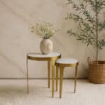 STICKS SIDE TABLE SET 2ΤΕΜ ΛΕΥΚΟ ΧΡΥΣΟ 37x37x54.5cm 04-1202 - Image 3