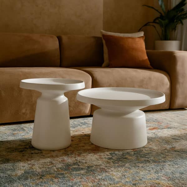 BOBBY COFFEE TABLE SET 2ΤΕΜ ΛΕΥΚΟ ΜΑΤ 70x70x42cm 04-1293 - Image 2