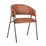 ALFRED Πολυθρόνα Μέταλλο Βαφή Μαύρο, PU Camel 59x56x76cm