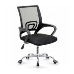 BF2101-W Πολυθρόνα Γραφείου χωρίς Ανάκλιση, Μέταλλο Χρώμιο Mesh Μαύρο 52x52x83/93cm