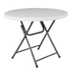 BLOW Τραπέζι Ροτόντα - Catering Πτυσσόμενο, Μέταλλο Βαφή Γκρι, HDPE Άσπρο 45mm Φ94cm H.74cm