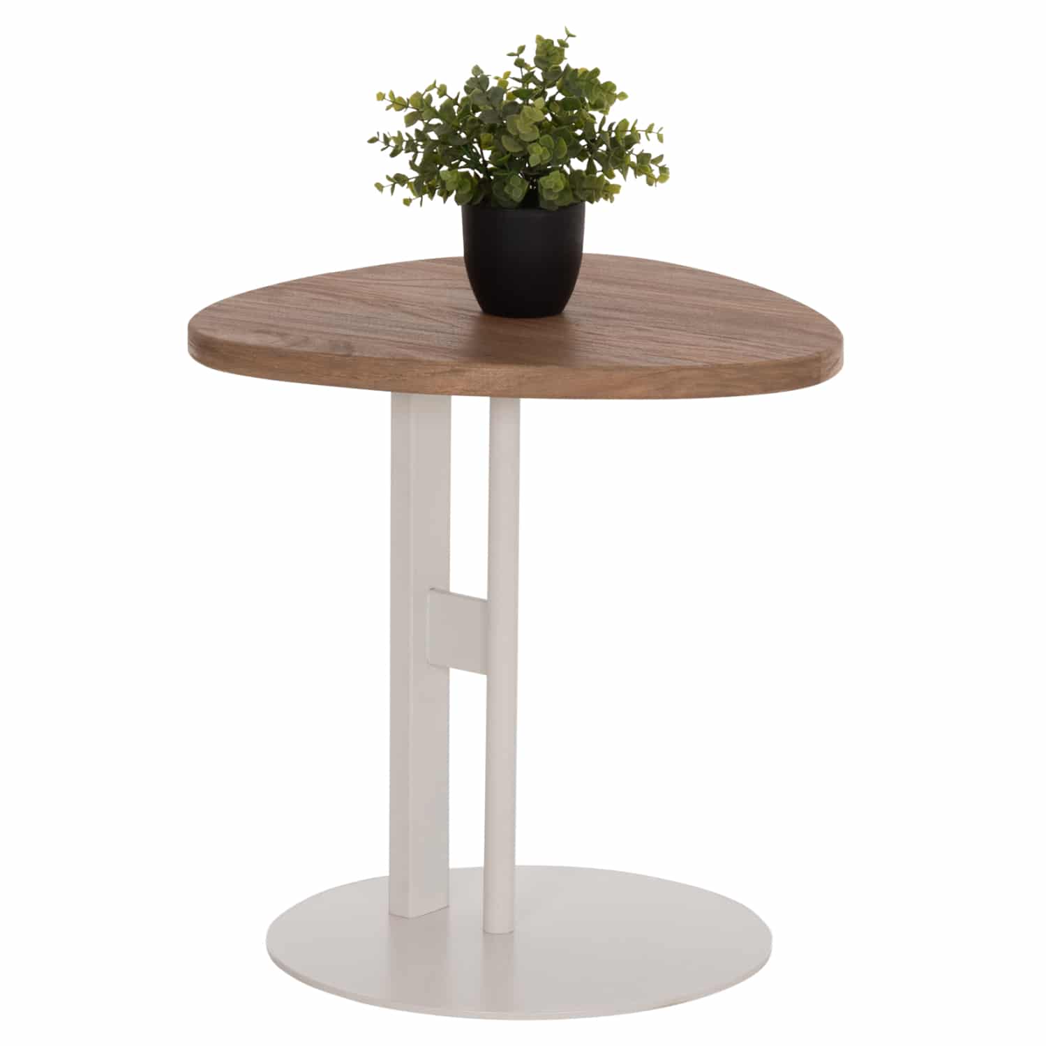 HM18328 ΒΟΗΘΗΤΙΚΟ ΤΡΑΠΕΖΙ ΟΒΑΛ ALPER HM18328 MDF SONAMA--ΜΕΤΑΛΛΟ ΛΕΥΚΟ 50x50x51Υεκ. - Image 1