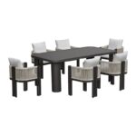 BOSTON Dining Set Τραπεζαρία Κήπου Βεράντας: Τραπέζι + 6 Πολυθρόνες Alu Ανθρακί - Μπεζ Table200x106x75-Chair:54x56x66